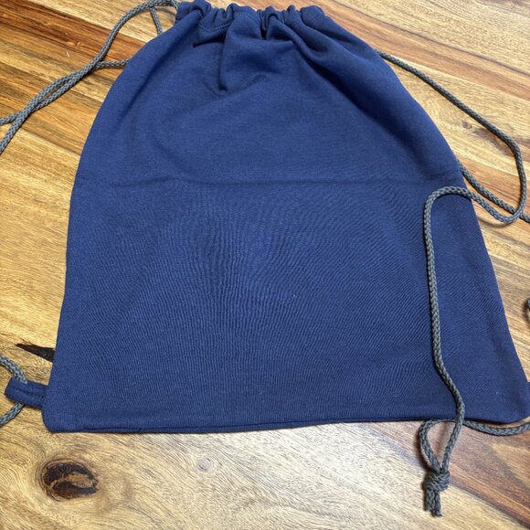 Navy Fleece Cinch Backpack - NEW - Picture 2 of 3